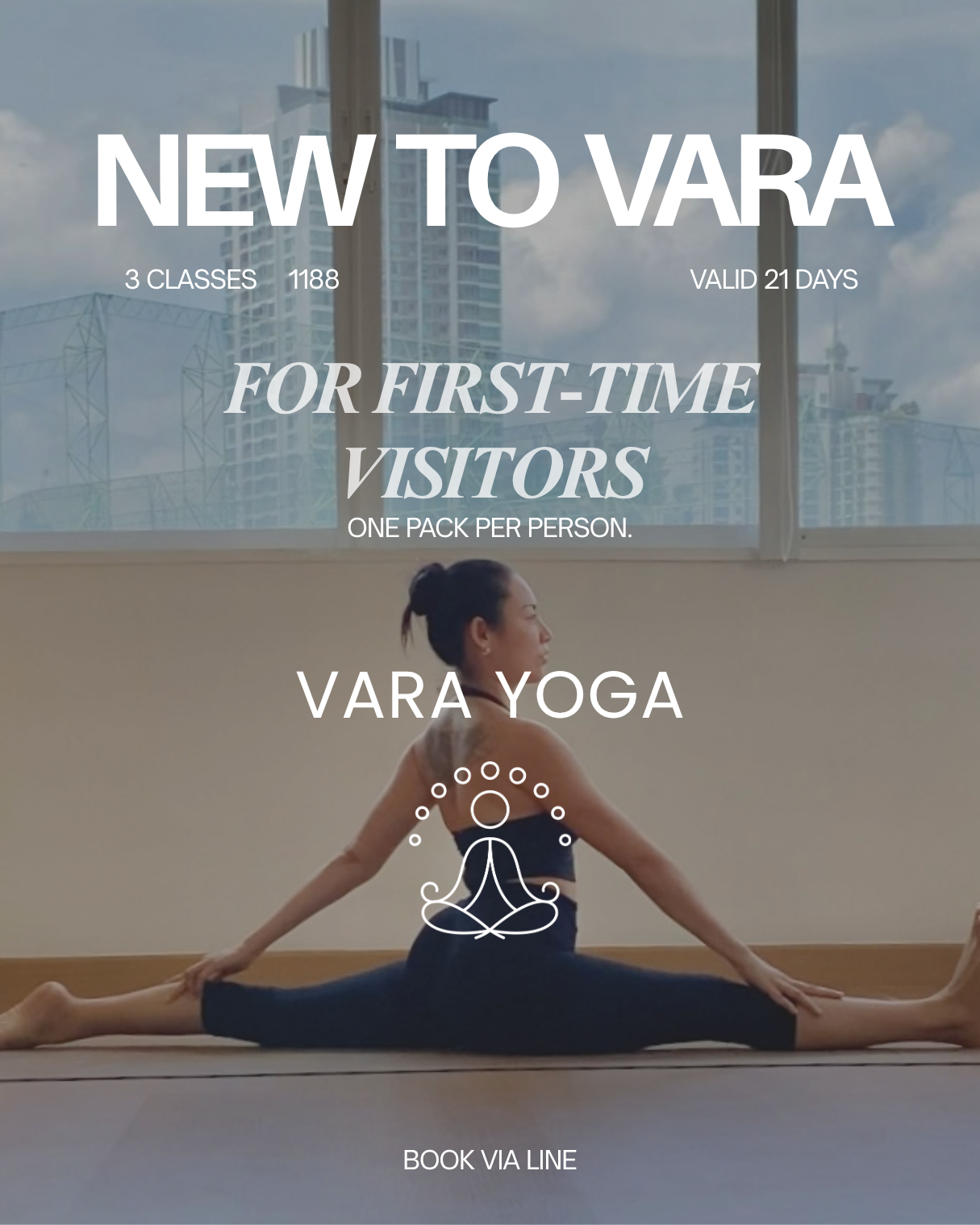 Vara Yoga introductory offer - 3 classes for ฿1,188, valid for 21 days